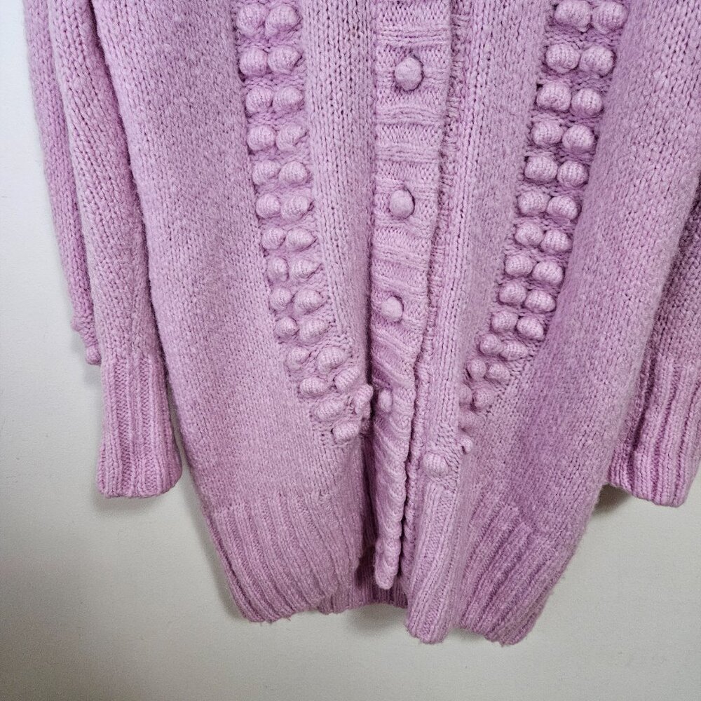 SOLD Hayley Menzies Gloria Alpaca Bubble-Knit Long Cardigan Sz M Lilac - Picture 4 of 11
